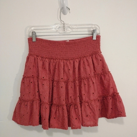 AEO - Smock Embroidery Ruffle Mini Skirt - Picture 2 of 9